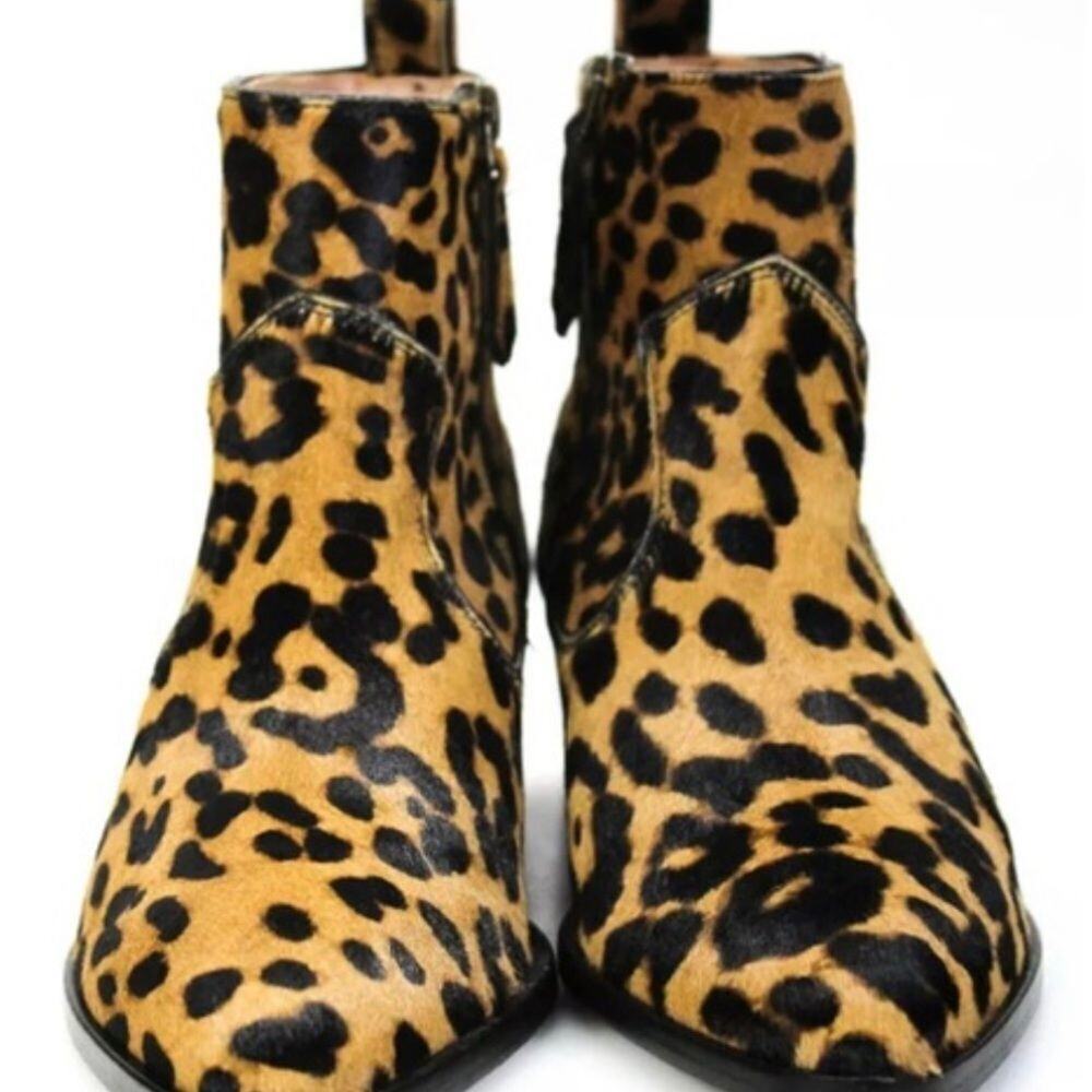 VERONICA BEARD LEOPARD‎ CALF HAIR ANKLE BOOTIE SIZE 8